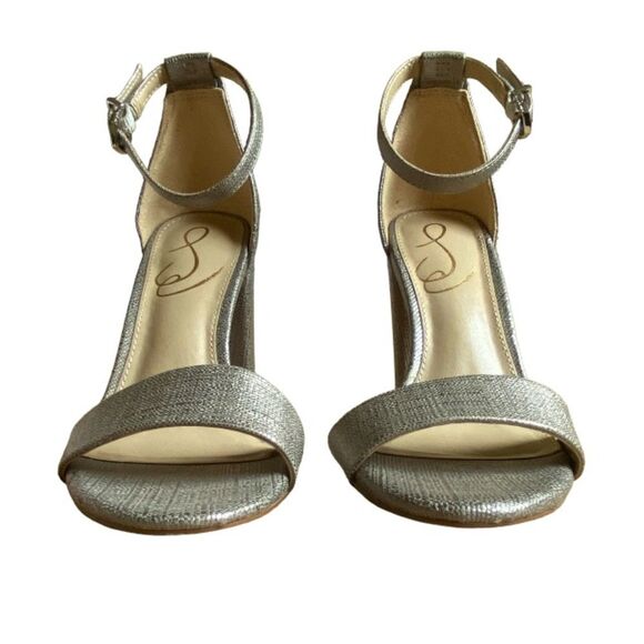 NEW Sam Edelman Yaro Block Heeled Open Toe Sandals Size 5 in Pewter Metallic - Picture 11 of 15